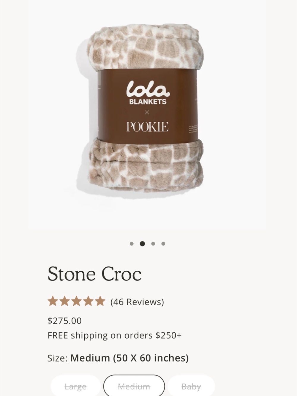 Lola Blankets x Pookie Stone Croc Plush Throw Blanket - Taupe